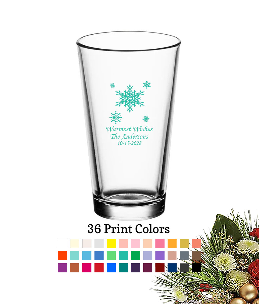 snowflake 16 oz snowflakes christmas holiday personalized pint glasses snowflake 16 oz snowflakes christmas holiday personalized pint glasses