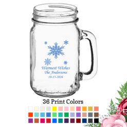 snowflakes 16 oz holiday personalized mason jars
