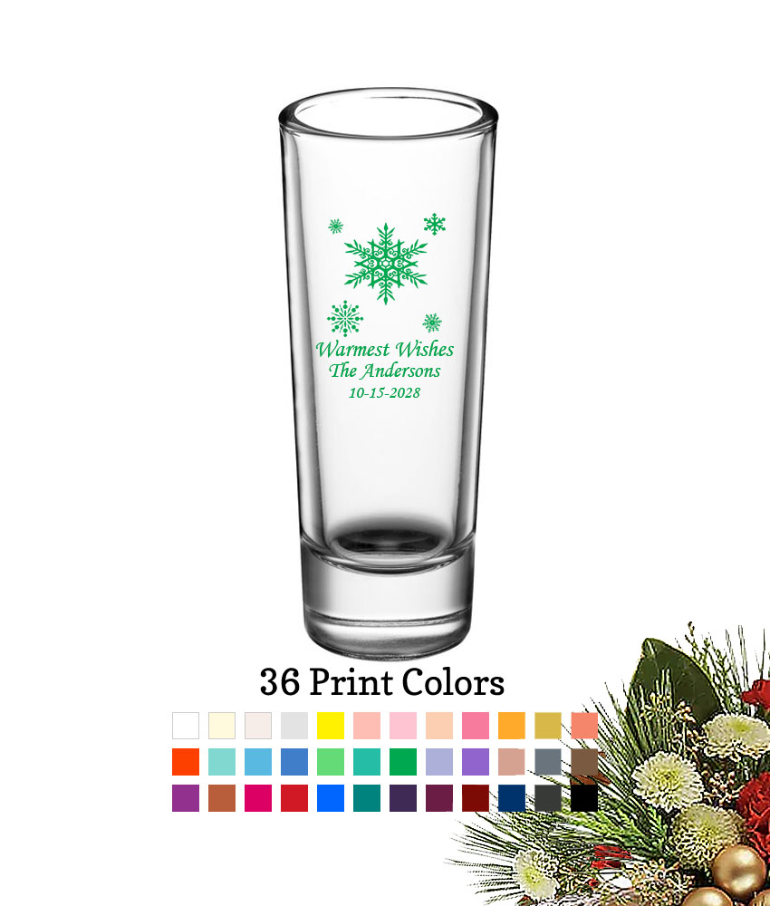 snowflakes 2 oz christmas holiday personalized tall shooter shot glass snowflakes 2 oz christmas holiday personalized tall shooter shot glass