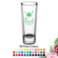 snowflakes 2 oz personalized holiday tall shooter shot glass