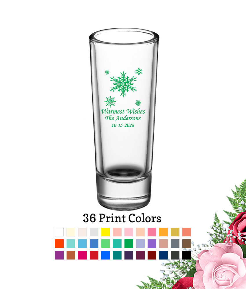 snowflakes 2 oz personalized holiday tall shooter shot glass snowflakes 2 oz personalized holiday tall shooter shot glass