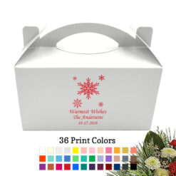 snowflakes christmas holiday personalized White Take Out Gable Boxes