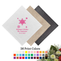 snowflakes christmas holiday personalized linen beverage napkins
