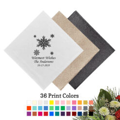 snowflakes christmas holiday personalized linen dinner napkins