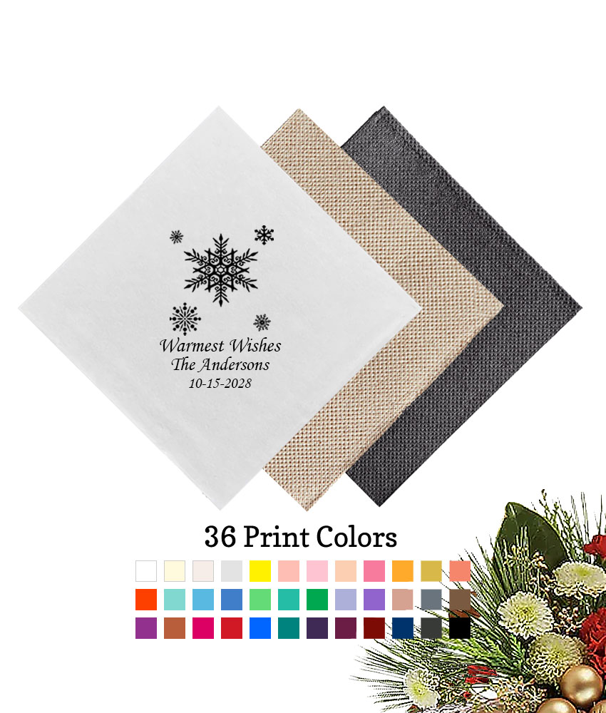 snowflakes christmas holiday personalized linen dinner napkins snowflakes christmas holiday personalized linen dinner napkins