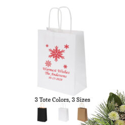 snowflakes christmas holiday personalized paper tote bags