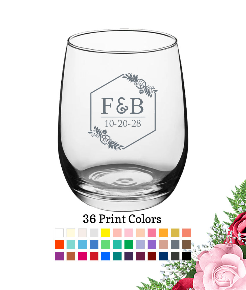 2 initial monogram floral box large wine glass 15 oz 2 initial monogram floral box large wine glass 15 oz