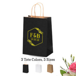 2 initials monogram personalized paper tote bags
