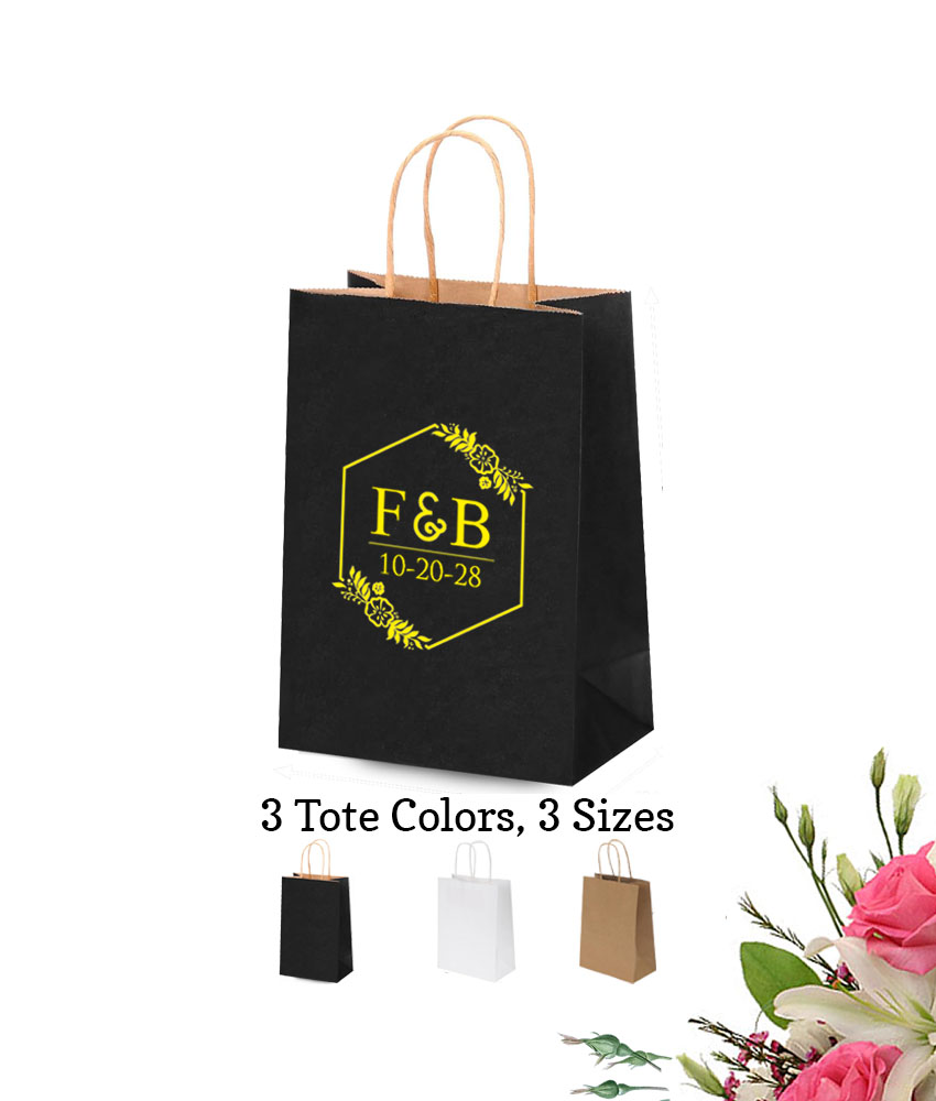 2 initials monogram personalized paper tote bags 2 initials monogram personalized paper tote bags