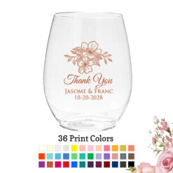 floral wedding plastic wine glass