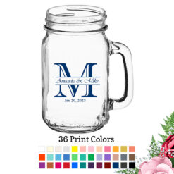 initial monogram large mason jars 16 oz
