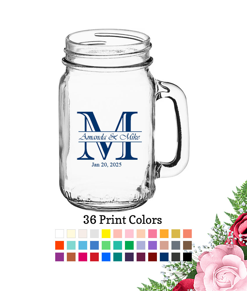 initial monogram large mason jars 16 oz initial monogram large mason jars 16 oz