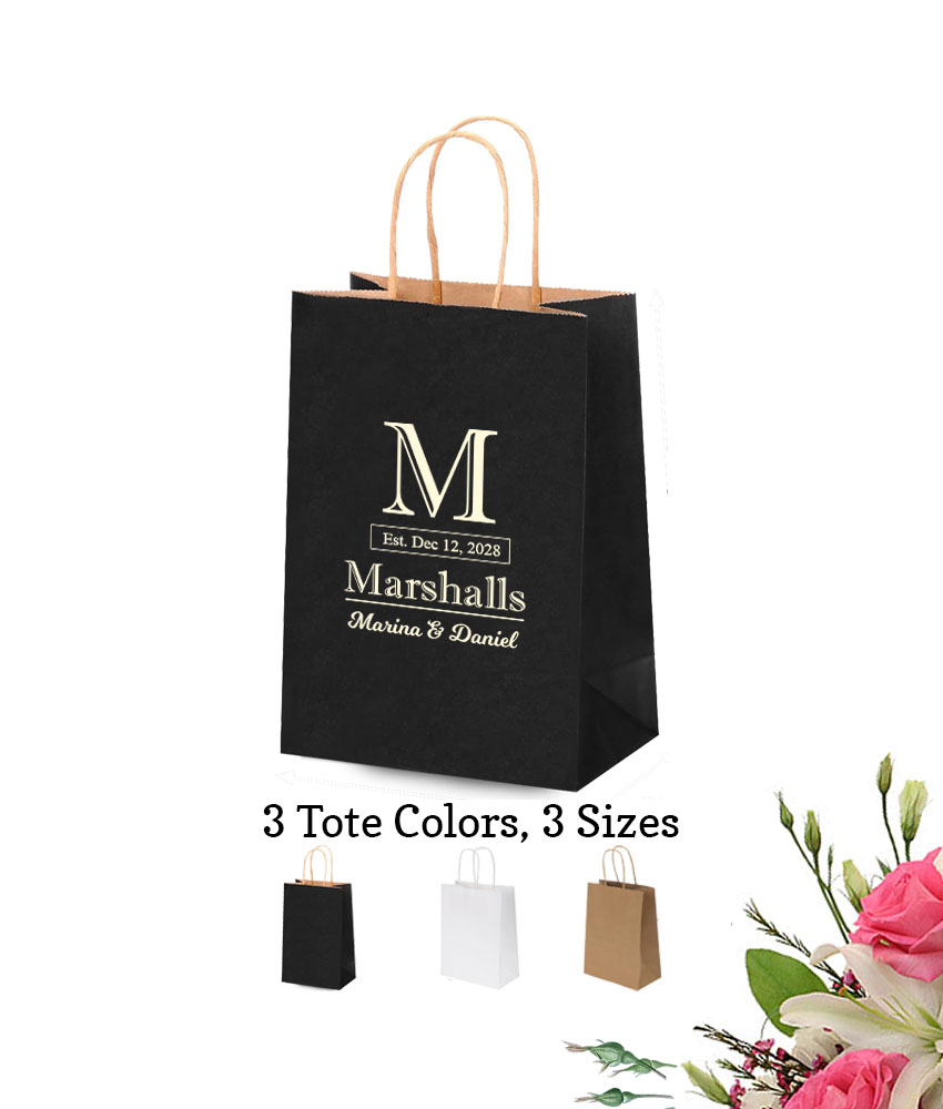 last name initial personalized paper tote bags last name initial personalized paper tote bags