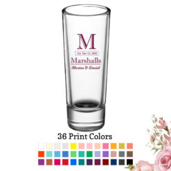 last name monogram 2 oz wedding personalized tall shooter shot glass