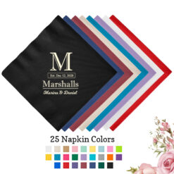 last name monogram 3 ply wedding personalized paper beverage napkins