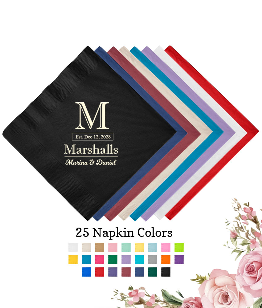 last name monogram 3 ply wedding personalized paper beverage napkins last name monogram 3 ply wedding personalized paper beverage napkins
