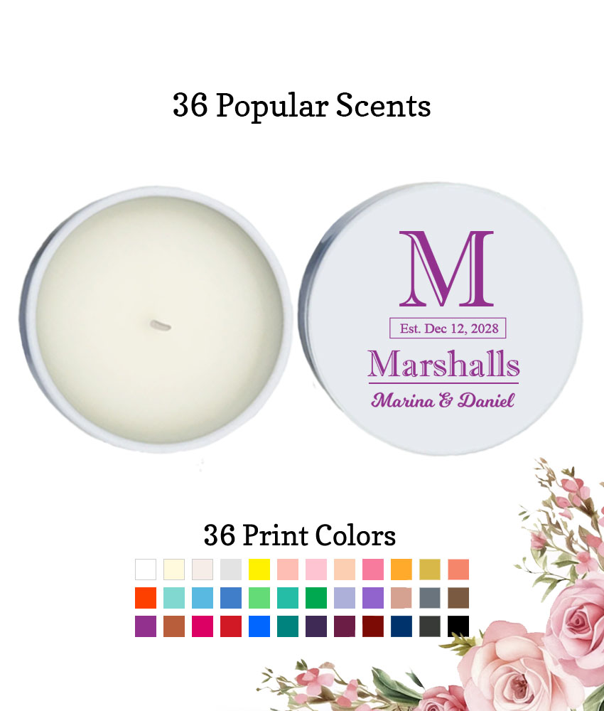 last name monogram wedding personalized white round candle tins last name monogram wedding personalized white round candle tins