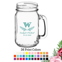 leaf monogram large mason jars 16 oz