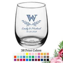 leaf monogram large wine glass 15 oz