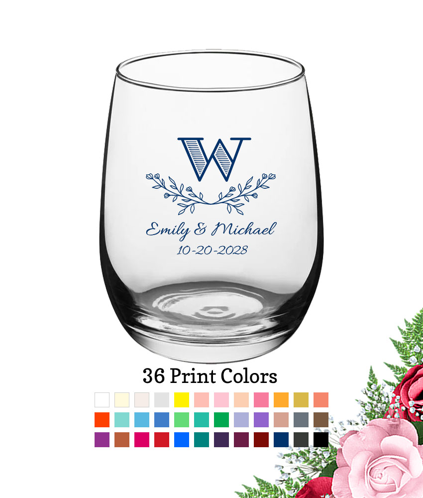 leaf monogram large wine glass 15 oz leaf monogram large wine glass 15 oz