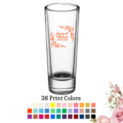 leaf scroll border 2 oz wedding personalized tall shooter shot glass