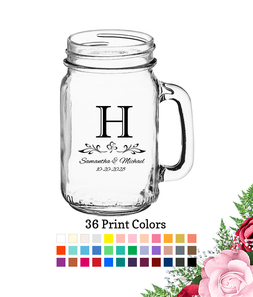 monogram scroll large mason jars 16 oz