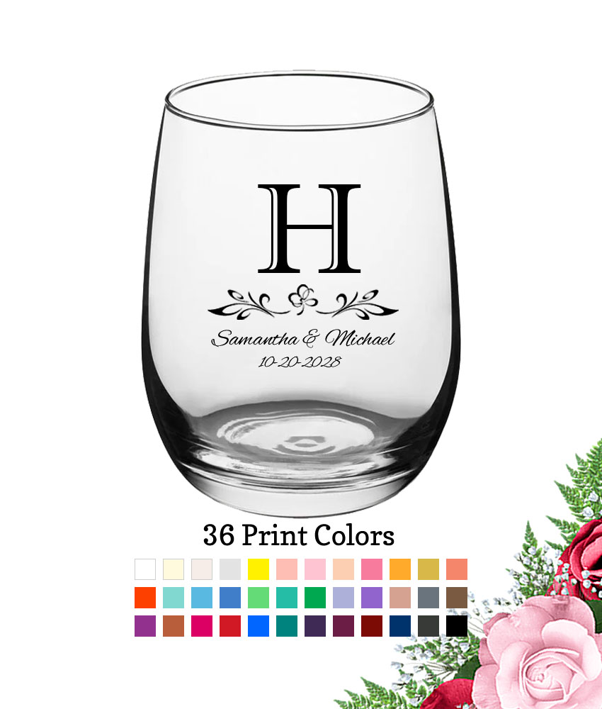 monogram scroll large wine glass 15 oz monogram scroll large wine glass 15 oz