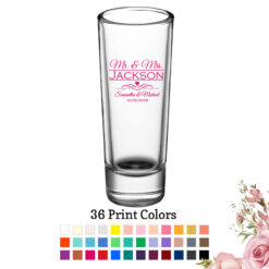 mr mrs last name scroll 2 oz wedding personalized tall shooter shot glass