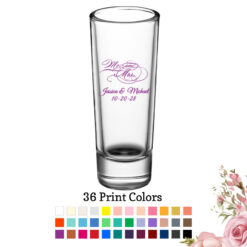 mr mrs script 2 oz wedding personalized tall shooter shot glass