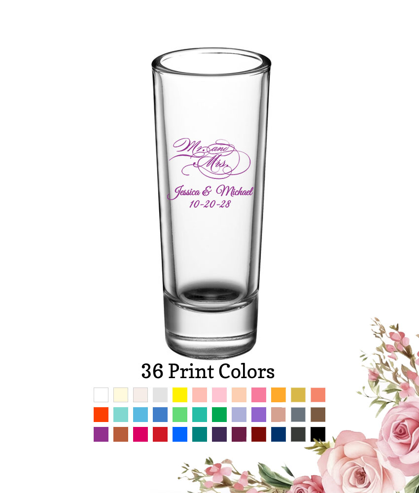 mr mrs script 2 oz wedding personalized tall shooter shot glass mr mrs script 2 oz wedding personalized tall shooter shot glass