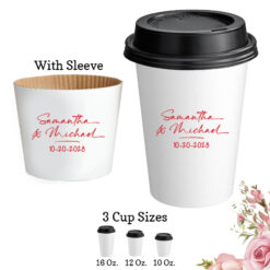 name signature paper coffee hot cups with lids and sleeve