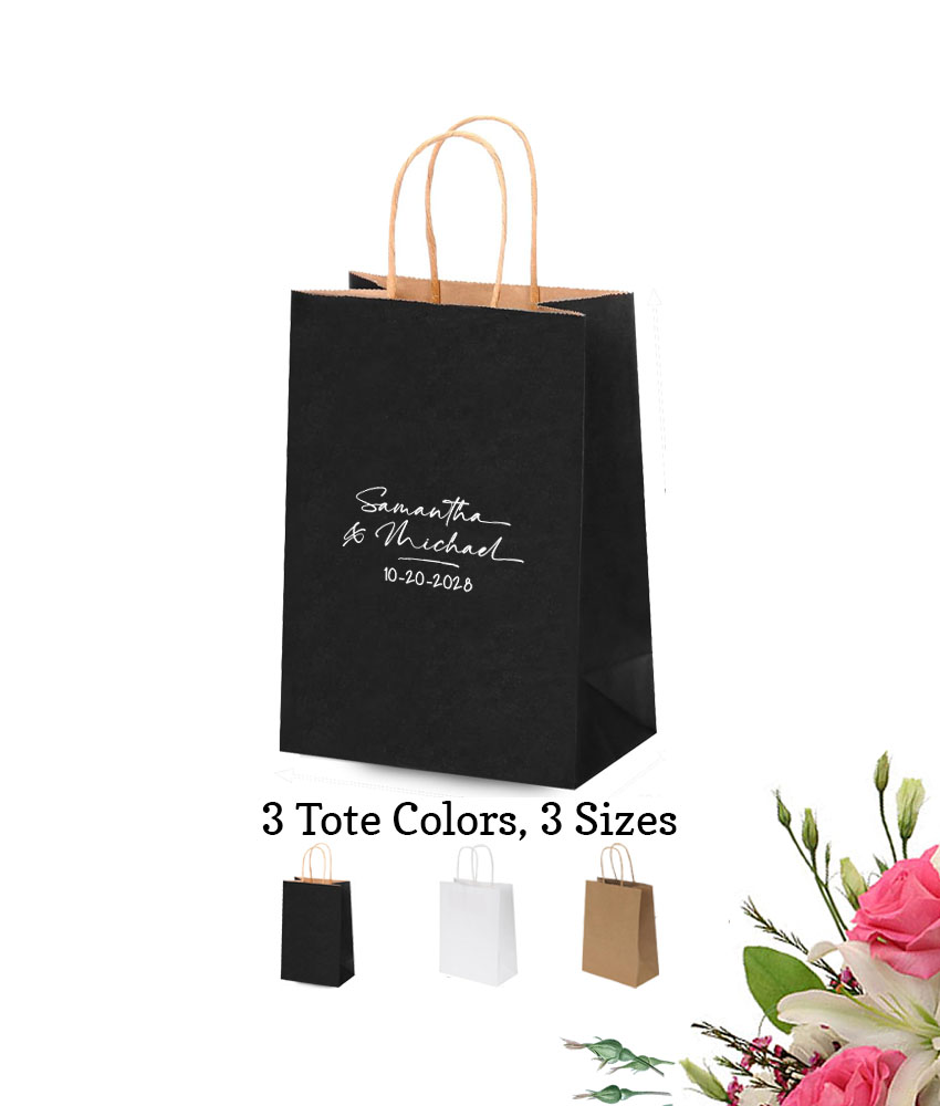 name signature personalized paper tote bags