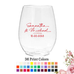 name signature wedding plastic wine glass