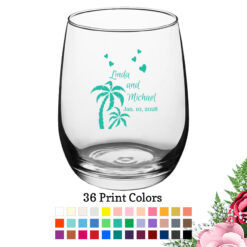 palm tree large wine glass 15 oz