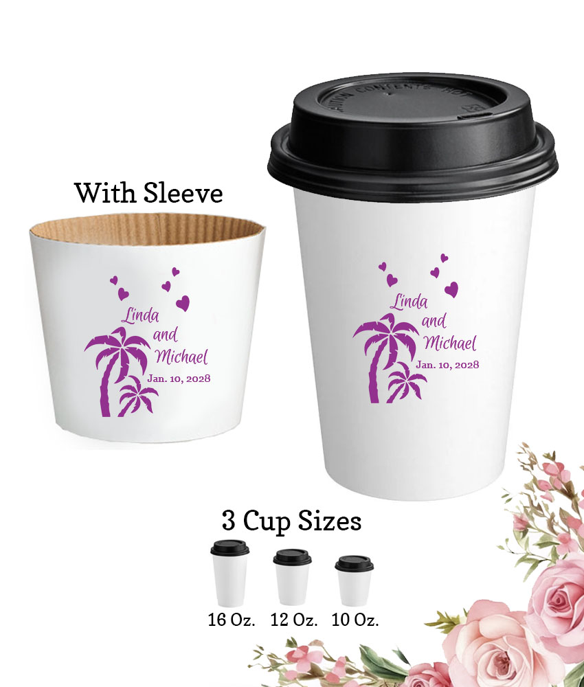 palm tree paper coffee hot cups with lids and sleeve palm tree paper coffee hot cups with lids and sleeve