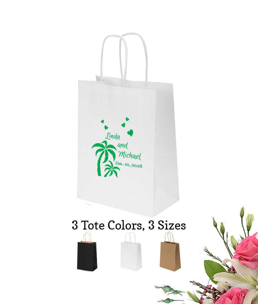 palm tree personalized paper tote bags
