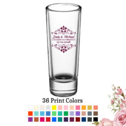 scroll 2 oz wedding personalized tall shooter shot glass