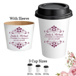 scroll custom paper coffee hot cups with lids and sleeve
