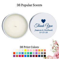 thank you wedding personalized white round candle tins