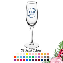 2 initial monogram floral box 8 oz personalized wedding champagne flute glass