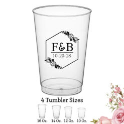 2 initial monogram floral box clear plastic tumbler