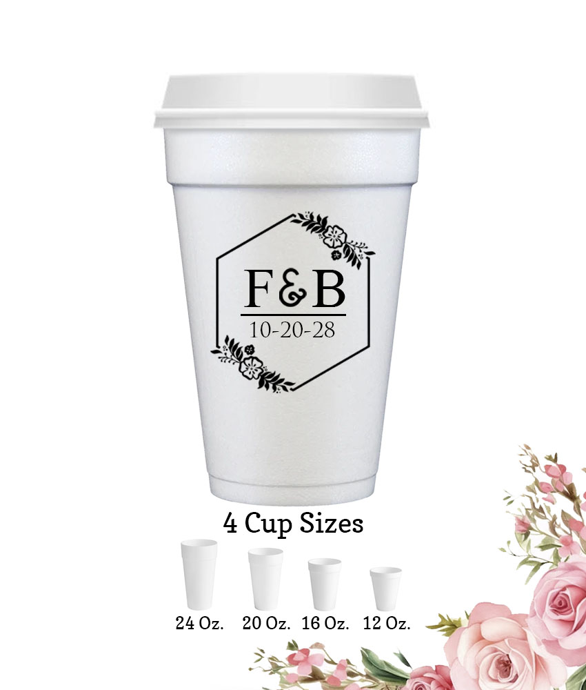 2 initial monogram floral box white styrofoam cup 2 initial monogram floral box white styrofoam cup