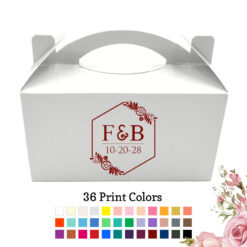 2 initial monogram personalized white gable wedding gift boxes