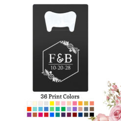 2 initial monogram wedding personalized credit card bottle opener black