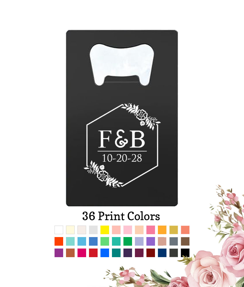 2 initial monogram wedding personalized credit card bottle opener black 2 initial monogram wedding personalized credit card bottle opener black