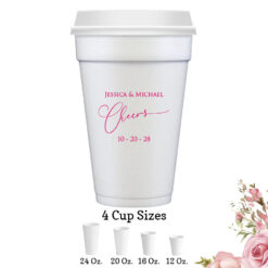 cheers personalized white styrofoam cups with lids