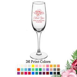 floral 8 oz personalized champagne flute glass wedding favors