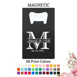 initial monogram black credit card bottle opener