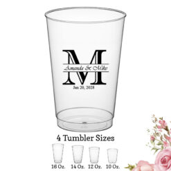 initial monogram personalization wedding clear plastic tumbler