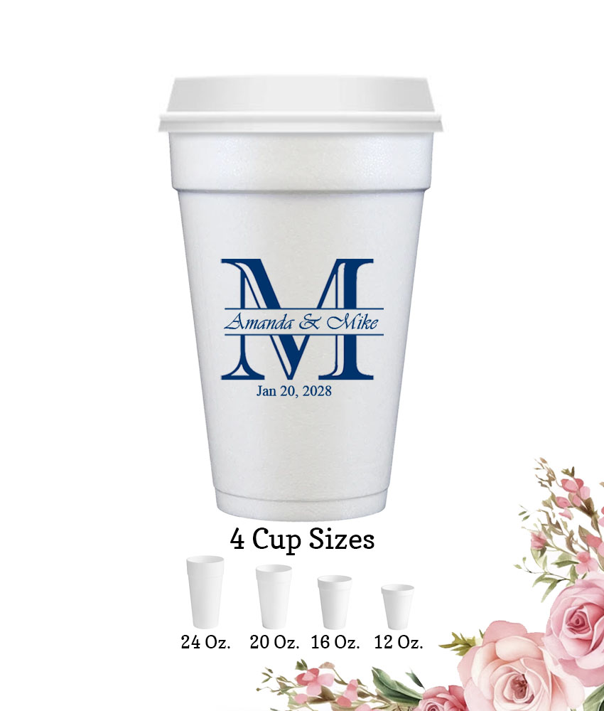 initial monogram personalization wedding white styrofoam cups with lids initial monogram personalization wedding white styrofoam cups with lids